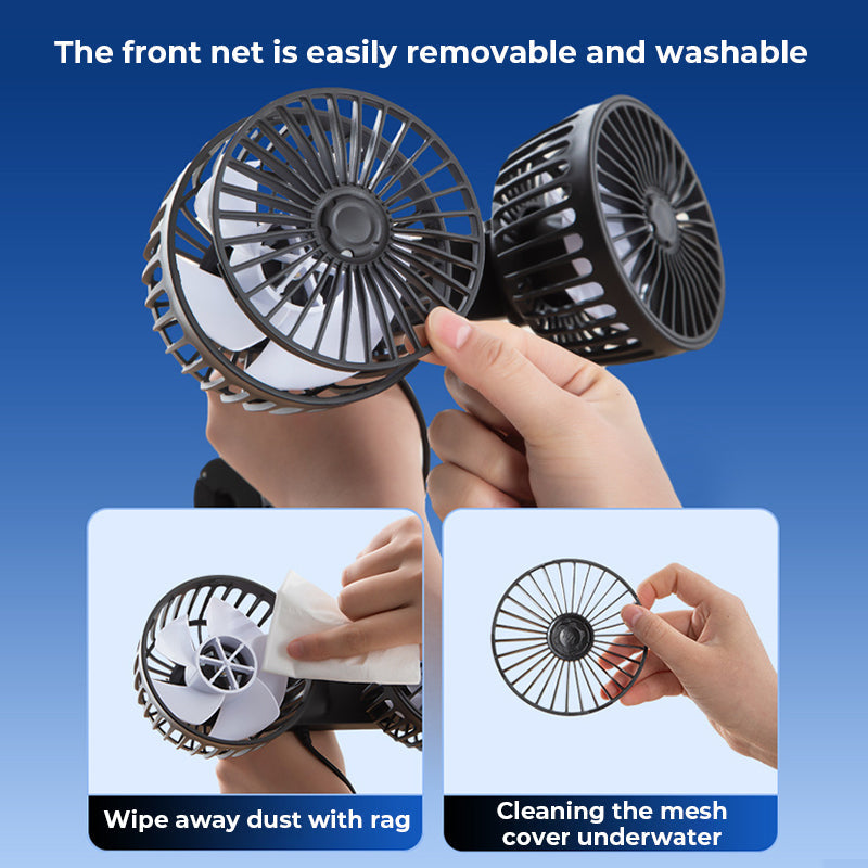 Dual Head Mini Usb Car Fan