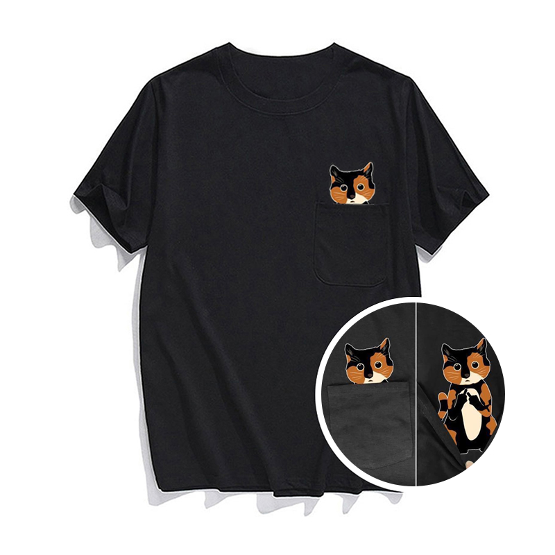 Hidden Middle Finger Signed Funny Cat Printed T-Shirt