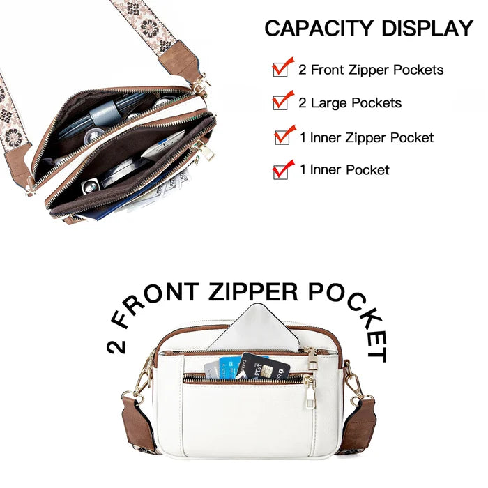 Multifunctional zipper crossbody bag