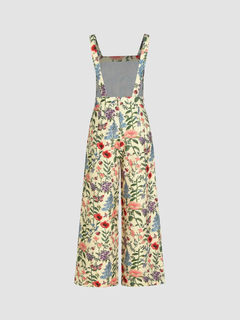 Floral Button Wide Leg Jumpsuit