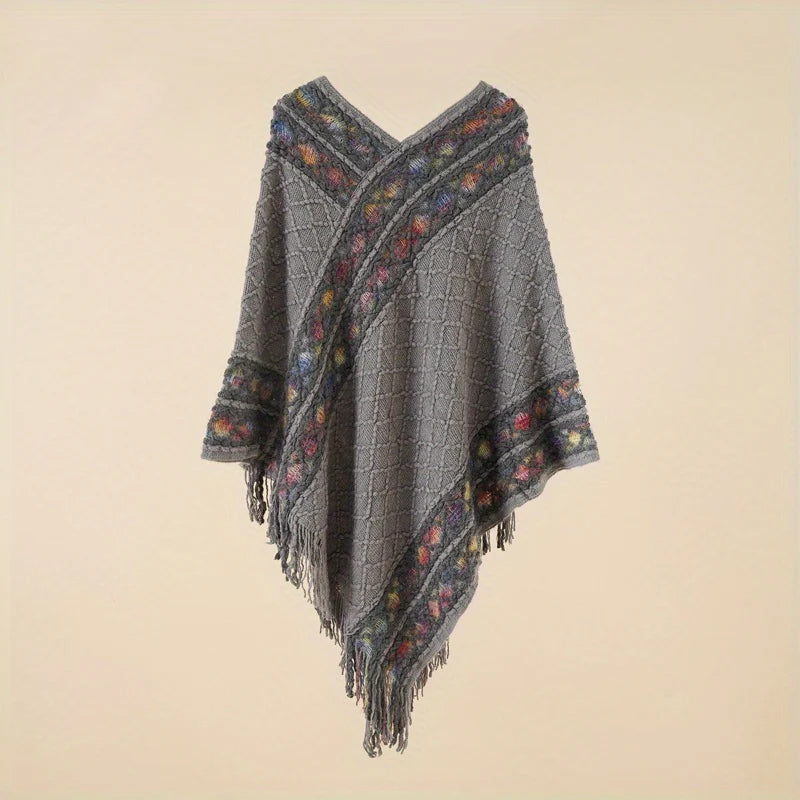 Women's Retro Pullover Tassel Shawl