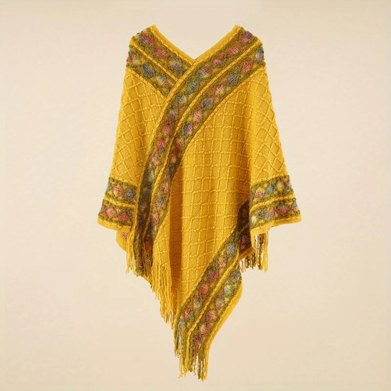 Women's Retro Pullover Tassel Shawl