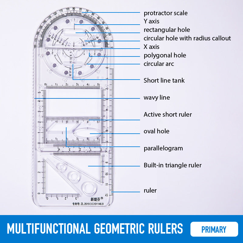 Multifunctional Student Math Ruler