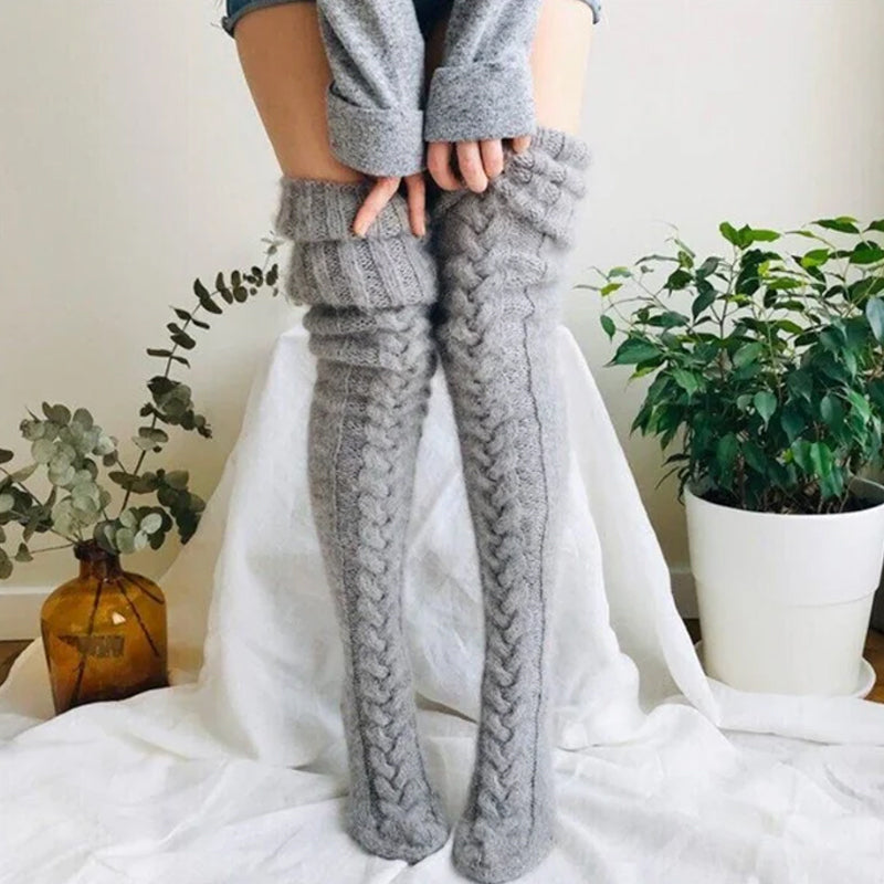 Winter Soft Warm Over Knee Extra Long Knitted Socks