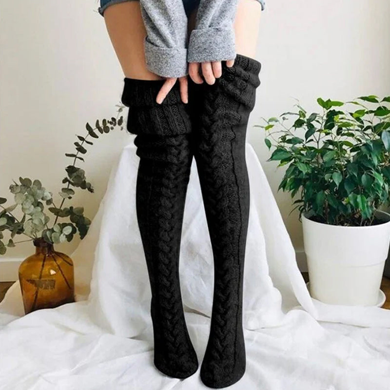 Winter Soft Warm Over Knee Extra Long Knitted Socks