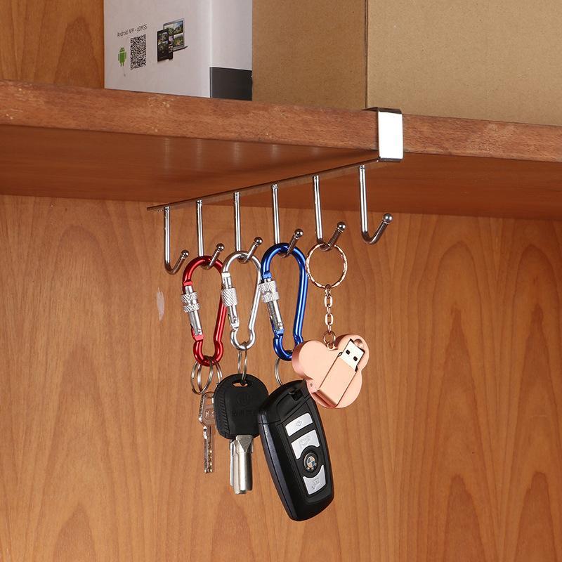 6 Hooks Under-Cabinet Hanger Rack