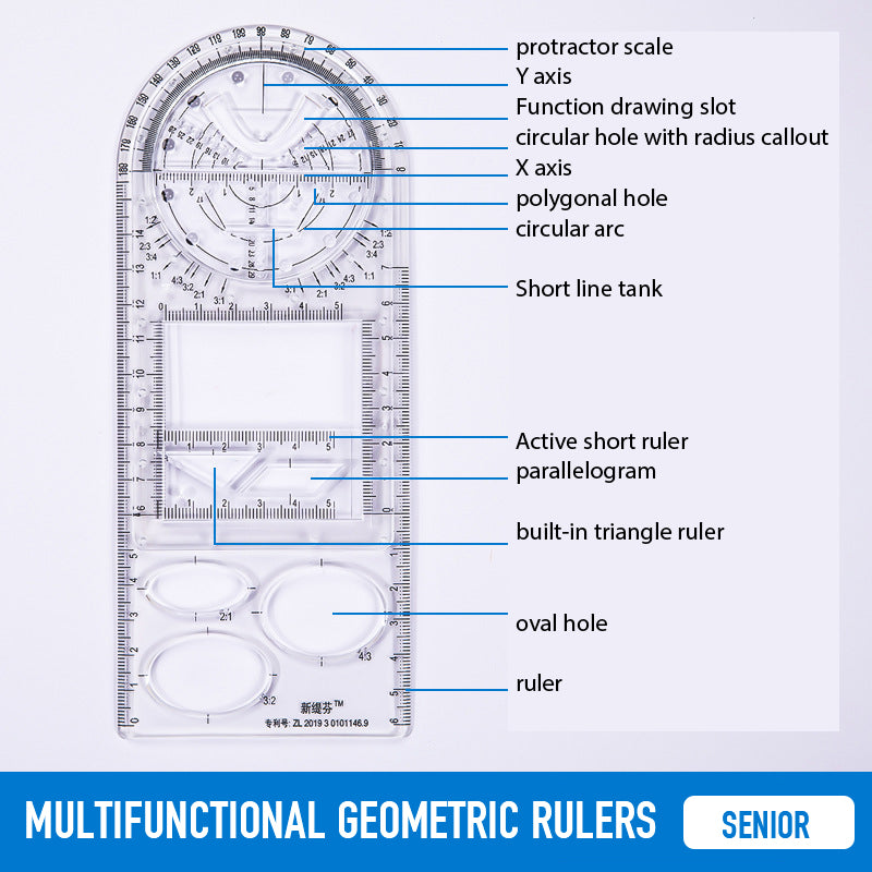 Multifunctional Student Math Ruler