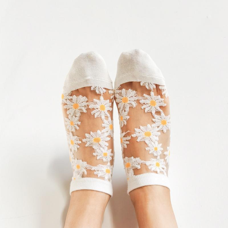 Translucent Daisy Socks, 5 pairs