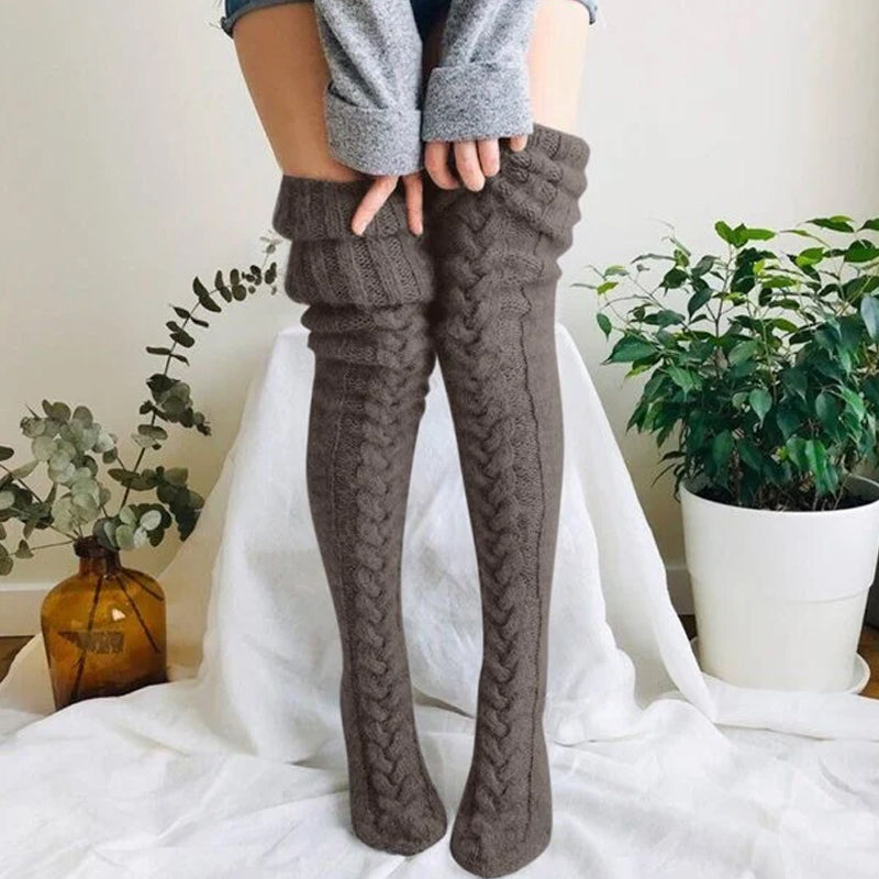 Winter Soft Warm Over Knee Extra Long Knitted Socks