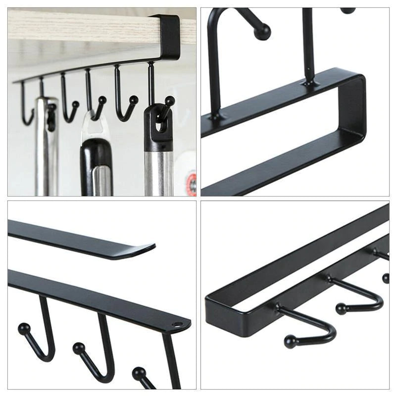 6 Hooks Under-Cabinet Hanger Rack