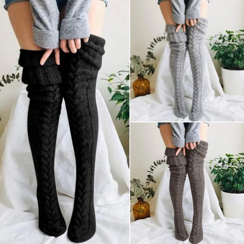 Winter Soft Warm Over Knee Extra Long Knitted Socks