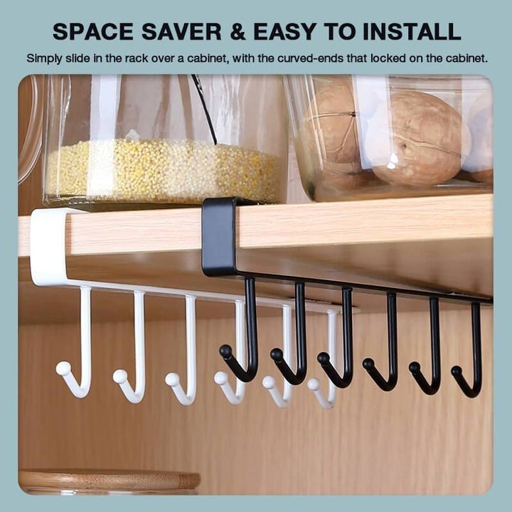 6 Hooks Under-Cabinet Hanger Rack