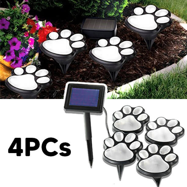 Solar-Powered Paw Print Lights Garden Lantern